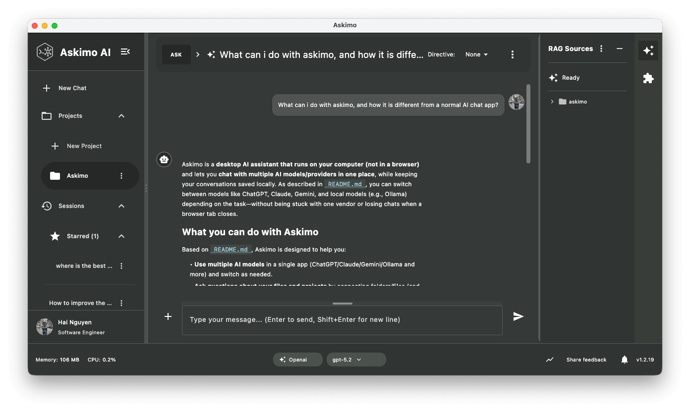 Download Askimo - Free AI Chat Client for Desktop